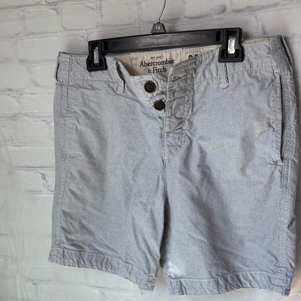 Abercrombie & Fitch Men’s light blue micro-striped men's chino shorts Size 33